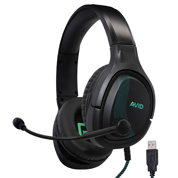 AVID AVIGA AP-1000 USB-A Gaming Headset - Wired - Dual - With Mic - Black