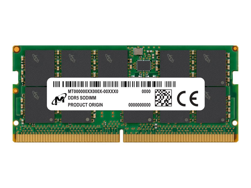 Micron - DDR5 - module - 16 GB - SO-DIMM 262-pin - 4800 MHz / PC5-38400 - unbuffered