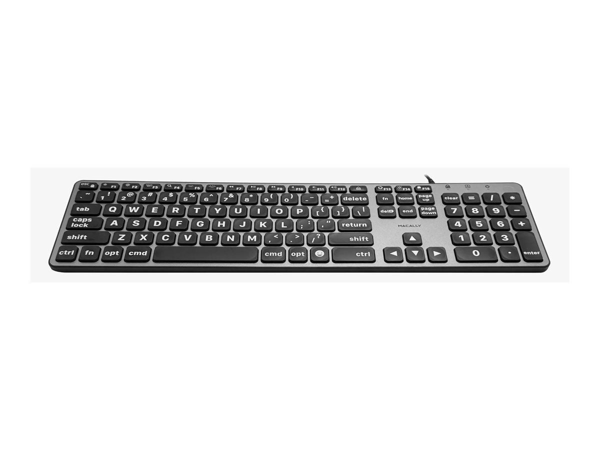 Thumbnail 2 of 12 for Macally Backlit Large Print Wired Keyboard with Dual USB A/C Connectors for Mac
