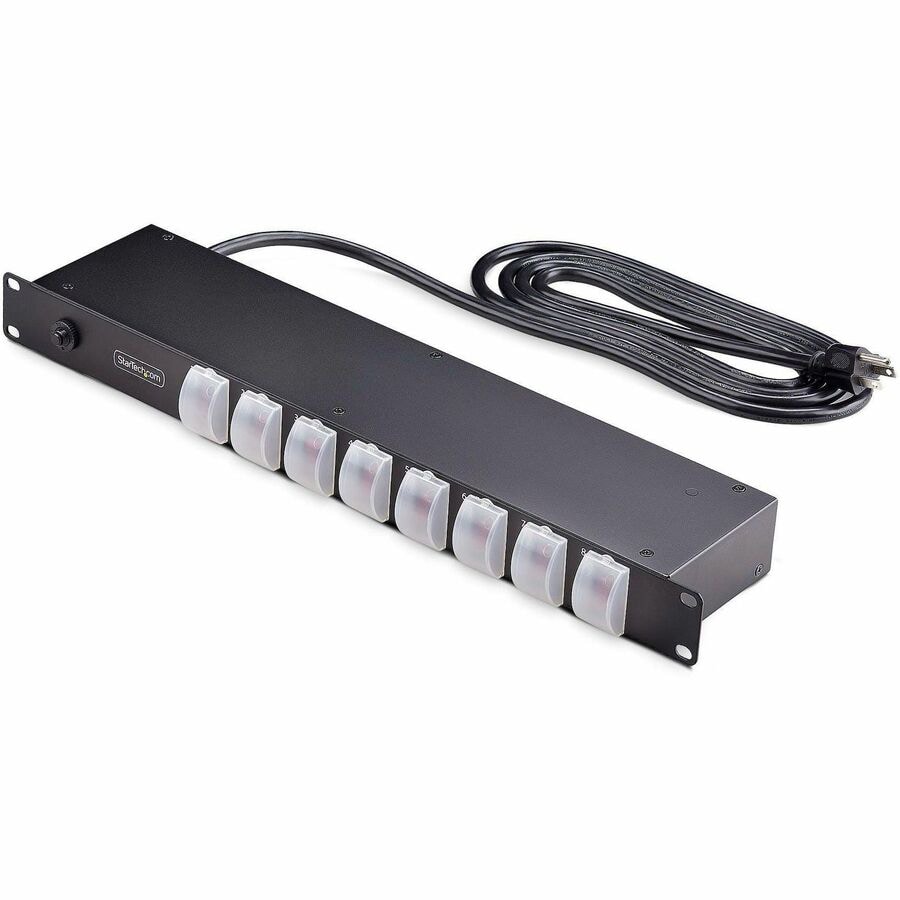 StarTech.com 8-Outlet Horizontal Rack Mount PDU, 1U Power Strip, Outlet On/