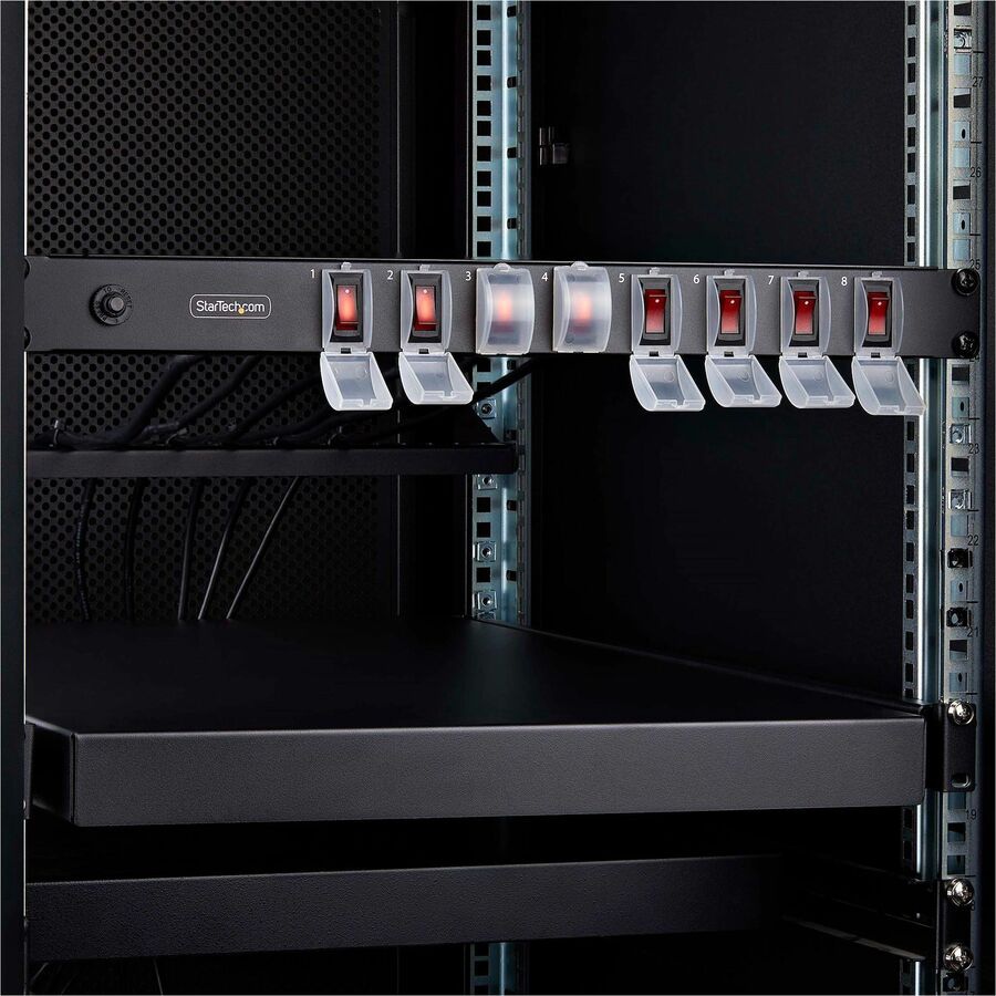 Thumbnail 6 of 8 for StarTech.com 8-Outlet Horizontal Rack Mount PDU, 1U Power Strip, On/Off Switches, 15A Breaker, 8ft Cord NEMA 5-15, TAA