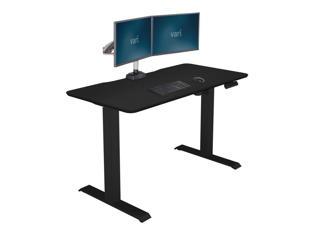 VARI Essential - sit/standing desk - rectangular with contoured side - black