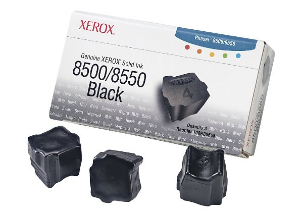 Genuine Xerox Solid Ink 8500 / 8550 Black (x3) Phaser 8500 and 8550