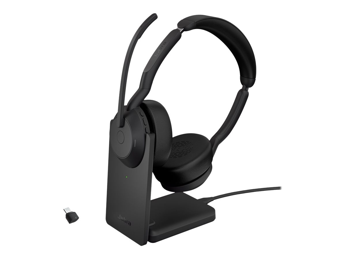 Jabra Evolve2 55 UC Stereo - micro-casque - avec support de chargement