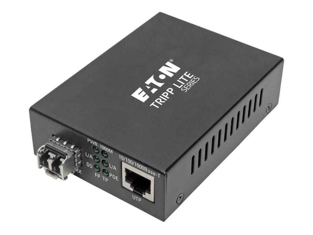 Eaton Tripp Lite Series Gigabit Multimode Fiber to Ethernet Media Converter, POE+ - 10/100/1000 LC, 850 nm, 550 m (1804