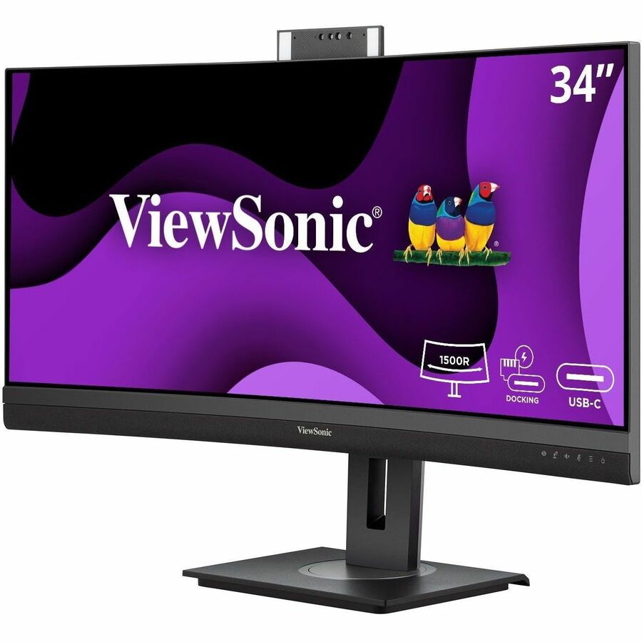 ViewSonic VG3457CV 34 Inch Ultrawide QHD 1440p Curved Video Conferencing Docking Monitor with Windows Hello Compatible