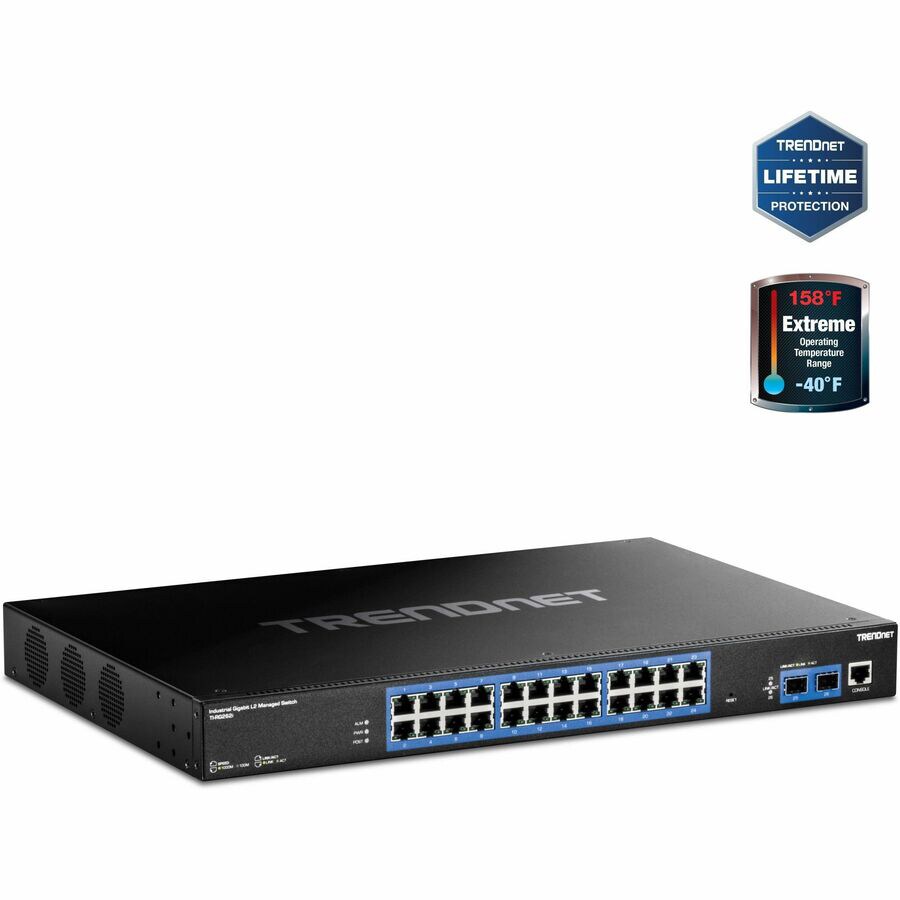 TRENDnet 26-Port Industrial Gigabit L2 Managed Rackmount Switch, TI-RG262i,