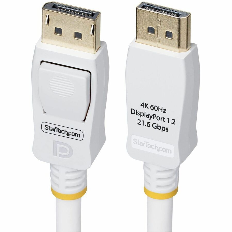 StarTech.com 10ft (3m) White VESA Certified DisplayPort 1.2 Cable, 4K 60Hz, 21.6Gbps, Latching DP Connectors, DP 1.2