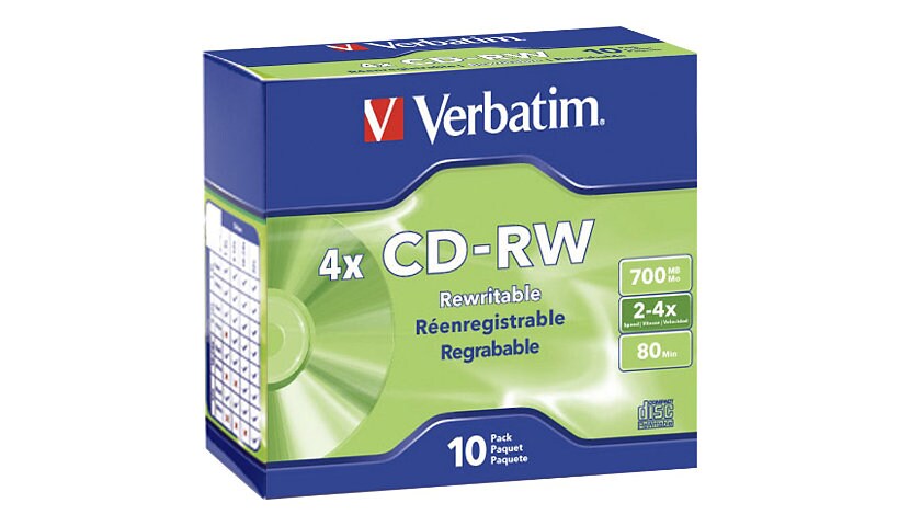 Verbatim CD-RW 700MB Storage Media 10 Pack