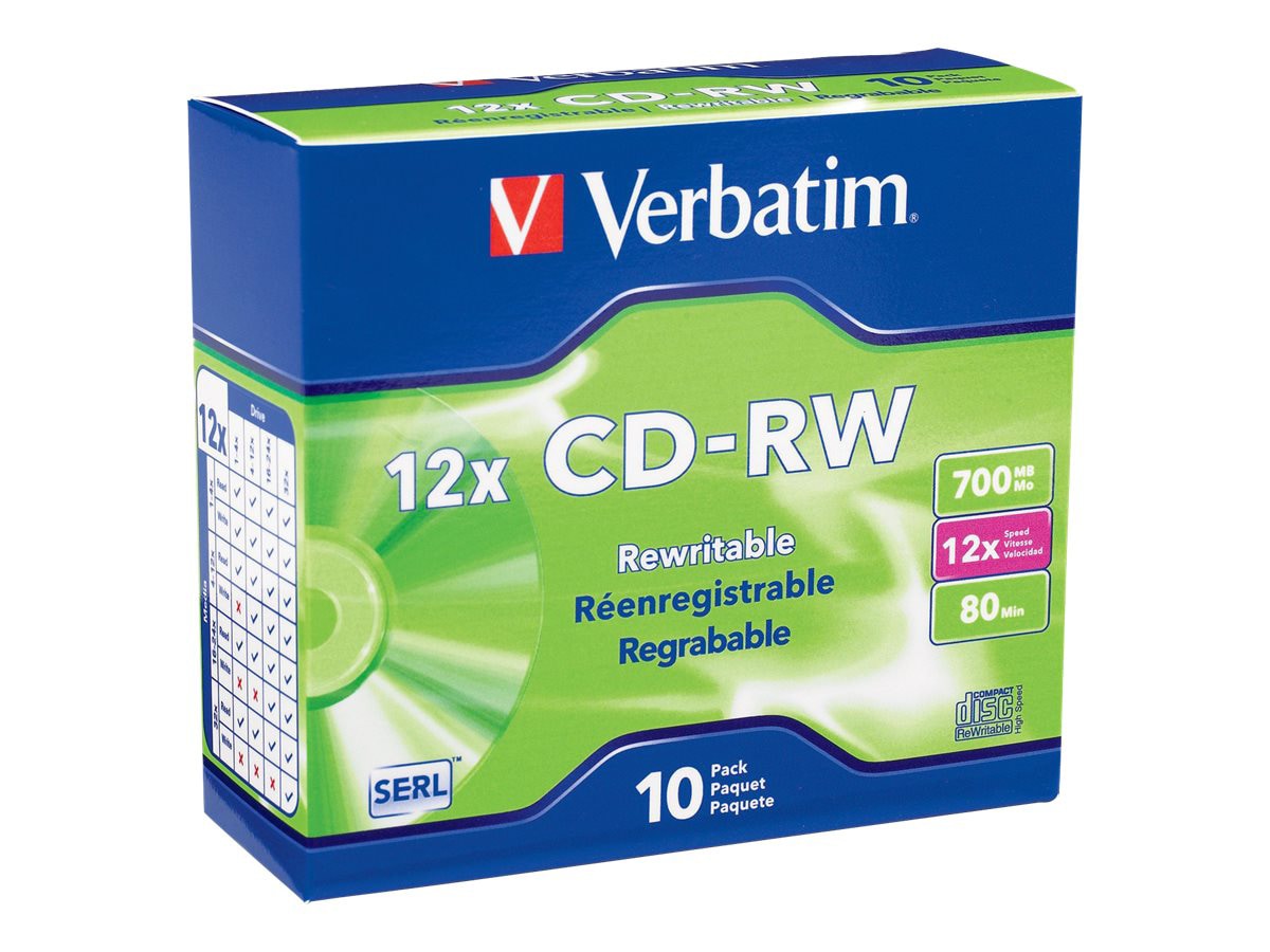 Verbatim CD-RW 700MB Storage Media 10 Pack