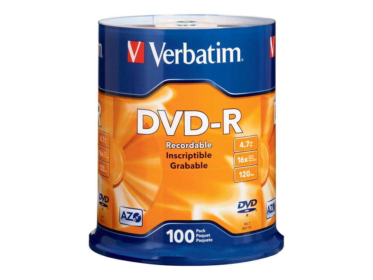 Verbatim AZO DVD-R 16X 4.7 GB - 100 Pack Spindle