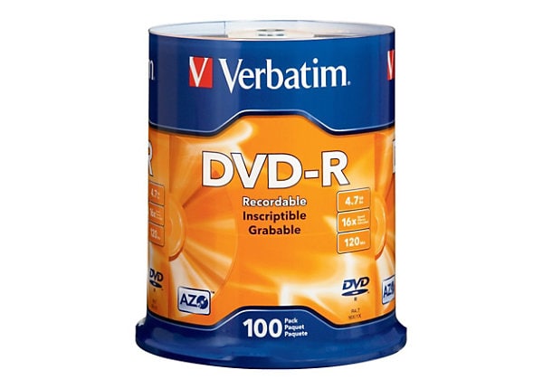 spion civile indenlandske Verbatim - DVD-R x 100 - 4.7 GB - storage media - 95102 - DVD & Blu-Rays -  CDW.com