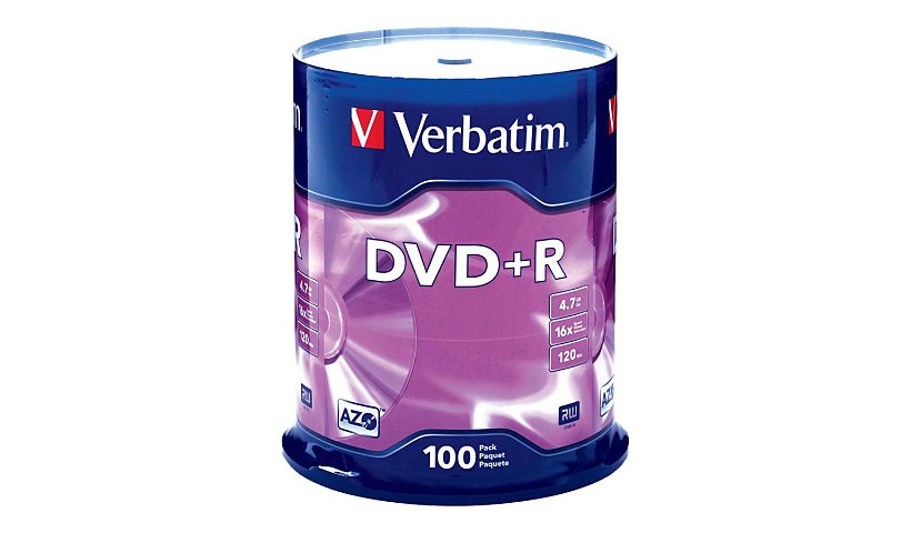 Verbatim AZO DVD+R 16X 4.7 GB - 100 Pack Spindle