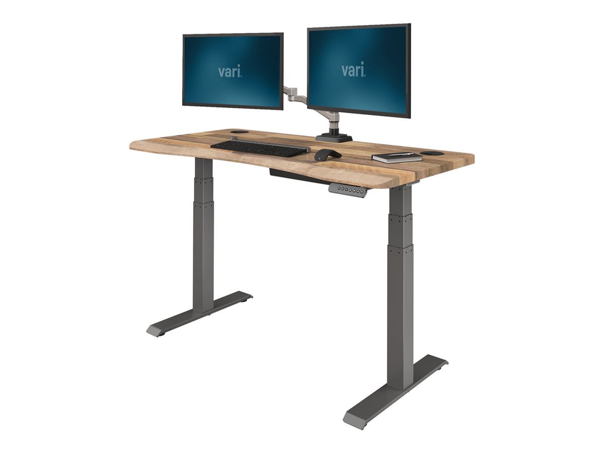 Vari Ergo - sit/standing desk - rectangular with contoured side - reclaimed