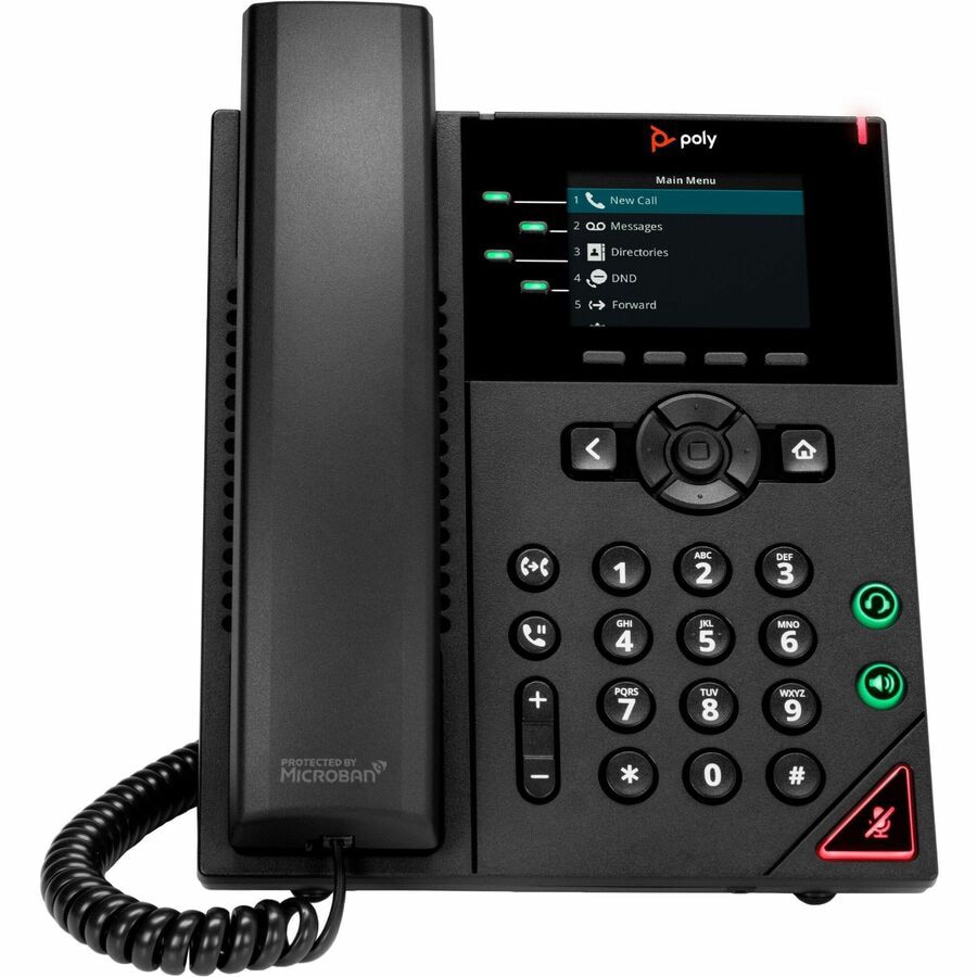 Poly VVX 250 IP Phone - Corded - Corded - Wall Mountable, Desktop - Black -