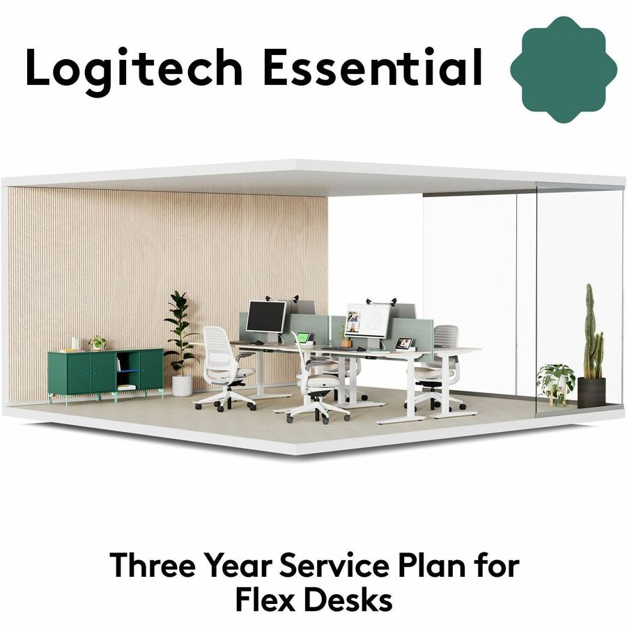 Logitech Essential for Flex Desks | Three Year Service Plan | Easy remote m