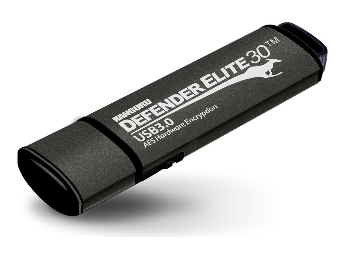 Kanguru Defender Elite30 - AES 256-Bit Hardware Encrypted Flash Drive with Physical Write Protect Switch - 512GB - TAA