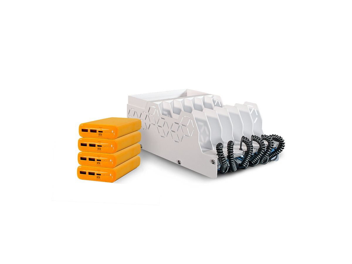 JAR Systems Open6 Active Charge - charging station - USB-C - 200 Watt - with 4 x 20000 mAh 65W power banks (school bus