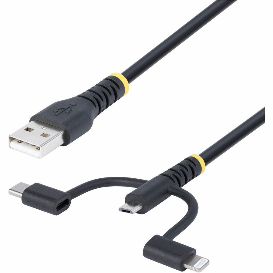 StarTech.com 3.3ft (1m) Rugged USB Multi Charging Cable, USB to Lightning/M