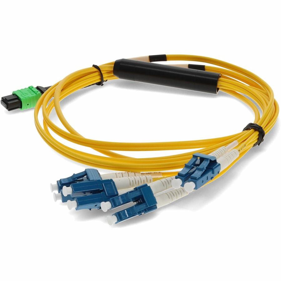 Proline 7m MPO-12 to 4xLC Duplex (8xLC) Yellow OS2 OFNR (Riser-Rated) 8-Str