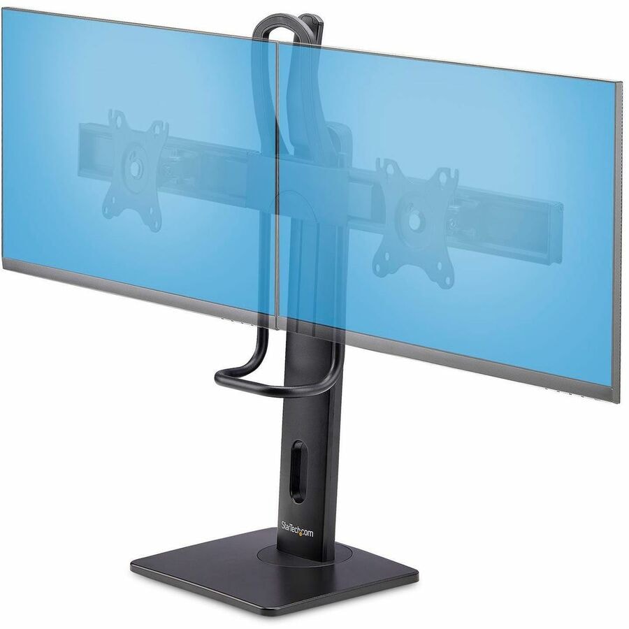 StarTech.com Crossbar Dual Monitor Desk Stand, For 27inch Screens, Max Cap 26.4lb, VESA 75x75/100x100, Height Adjustable