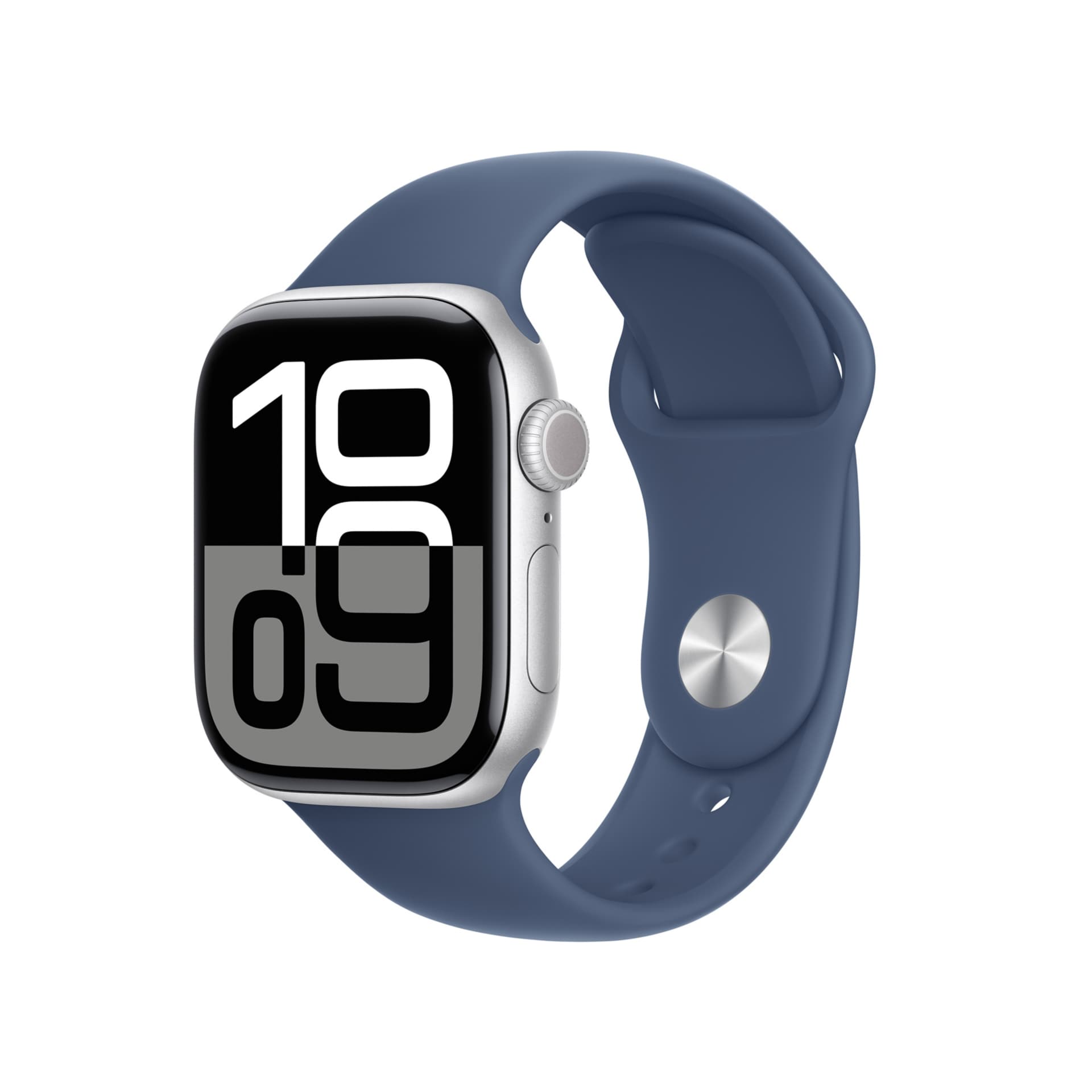 Apple Watch Series 10 GPS + Cellular - 42mm Aluminum Case with Denim Sport Band - S/M - Silver