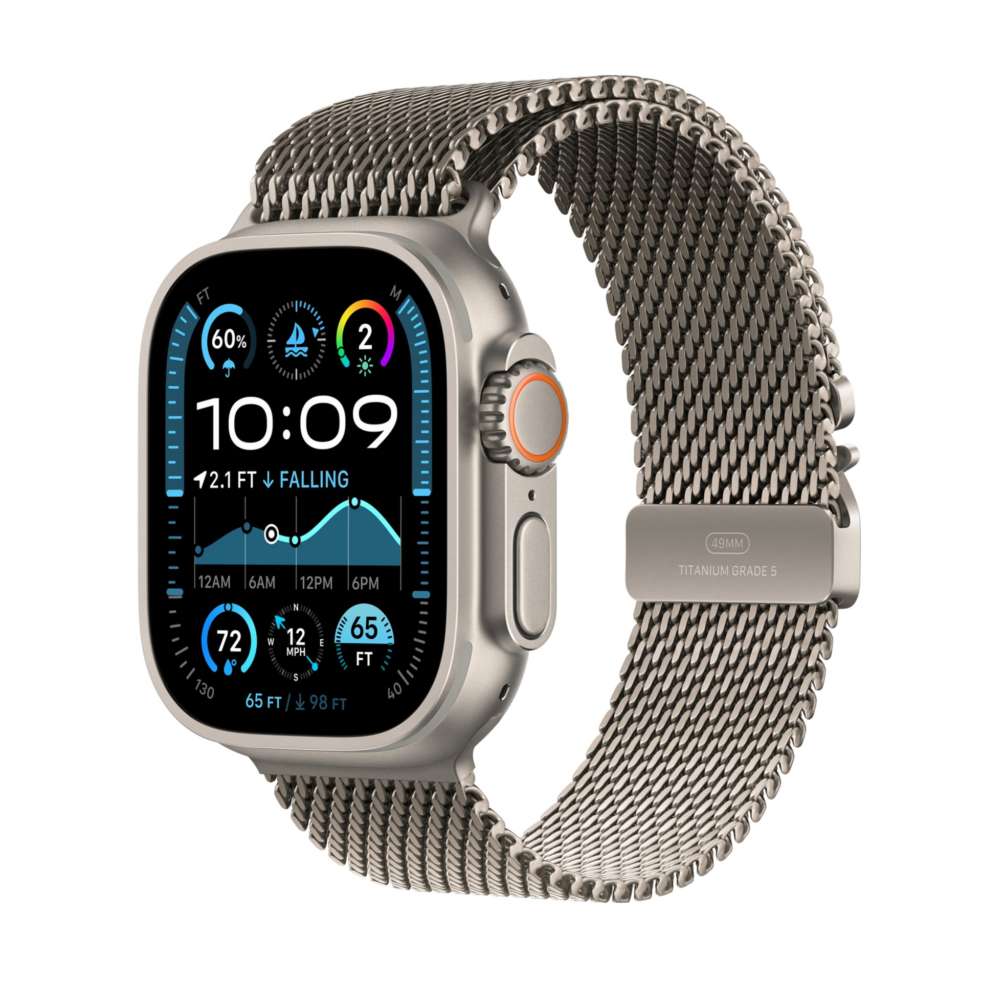 Apple Watch Ultra 2 GPS + Cellular - 49mm Titanium Case with Natural Titanium Milanese Loop - Small - Natural