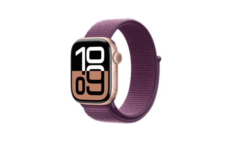 Apple Watch Series 10 GPS Rose Gold Aluminum 42 mm Smartwatch Plum Sport Loop 64 GB 2024 MWWK3LW A Smartwatches CDW