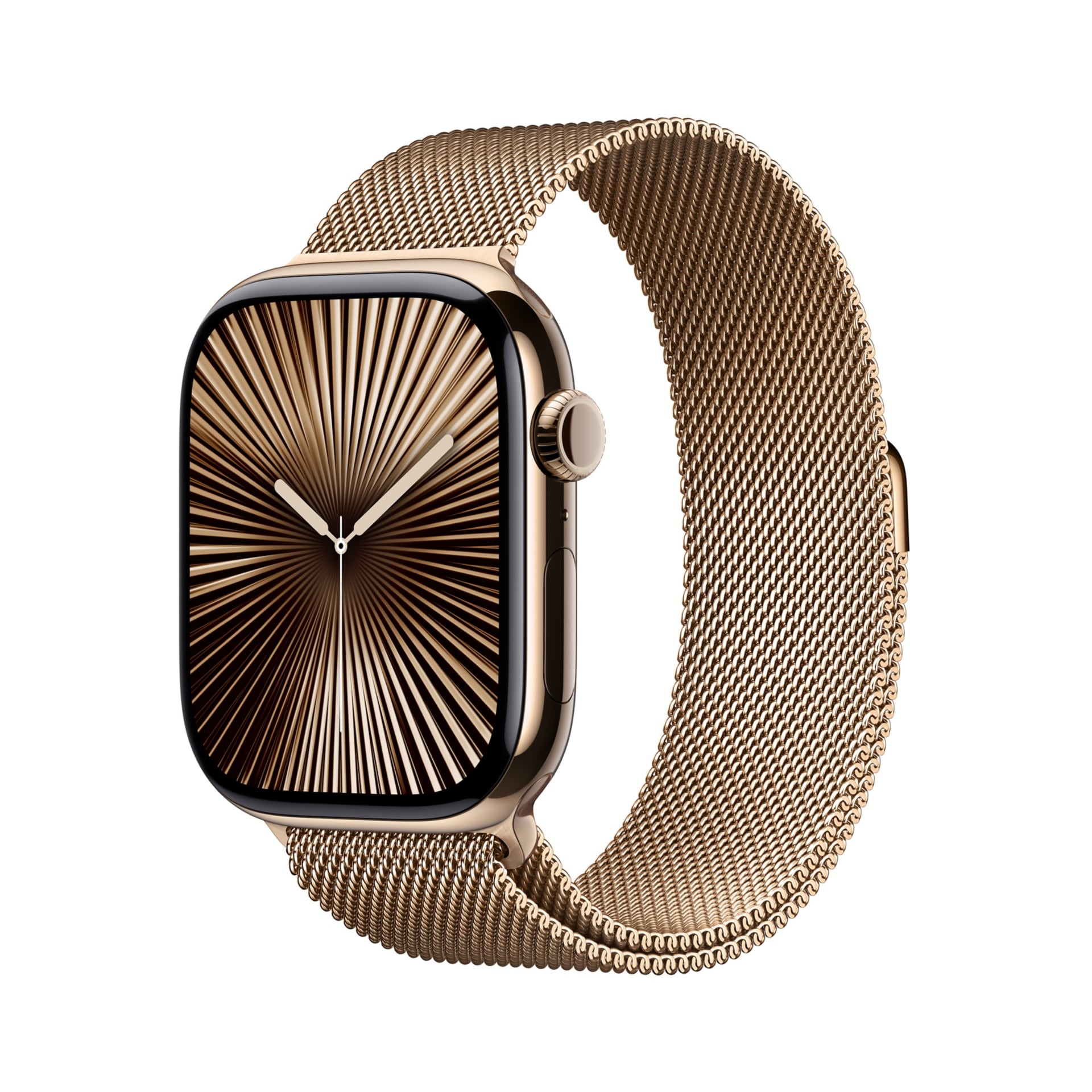 Apple Watch Series 10 GPS + Cellular - 46mm Titanium Case with Gold Milanese Loop - M/L - Gold