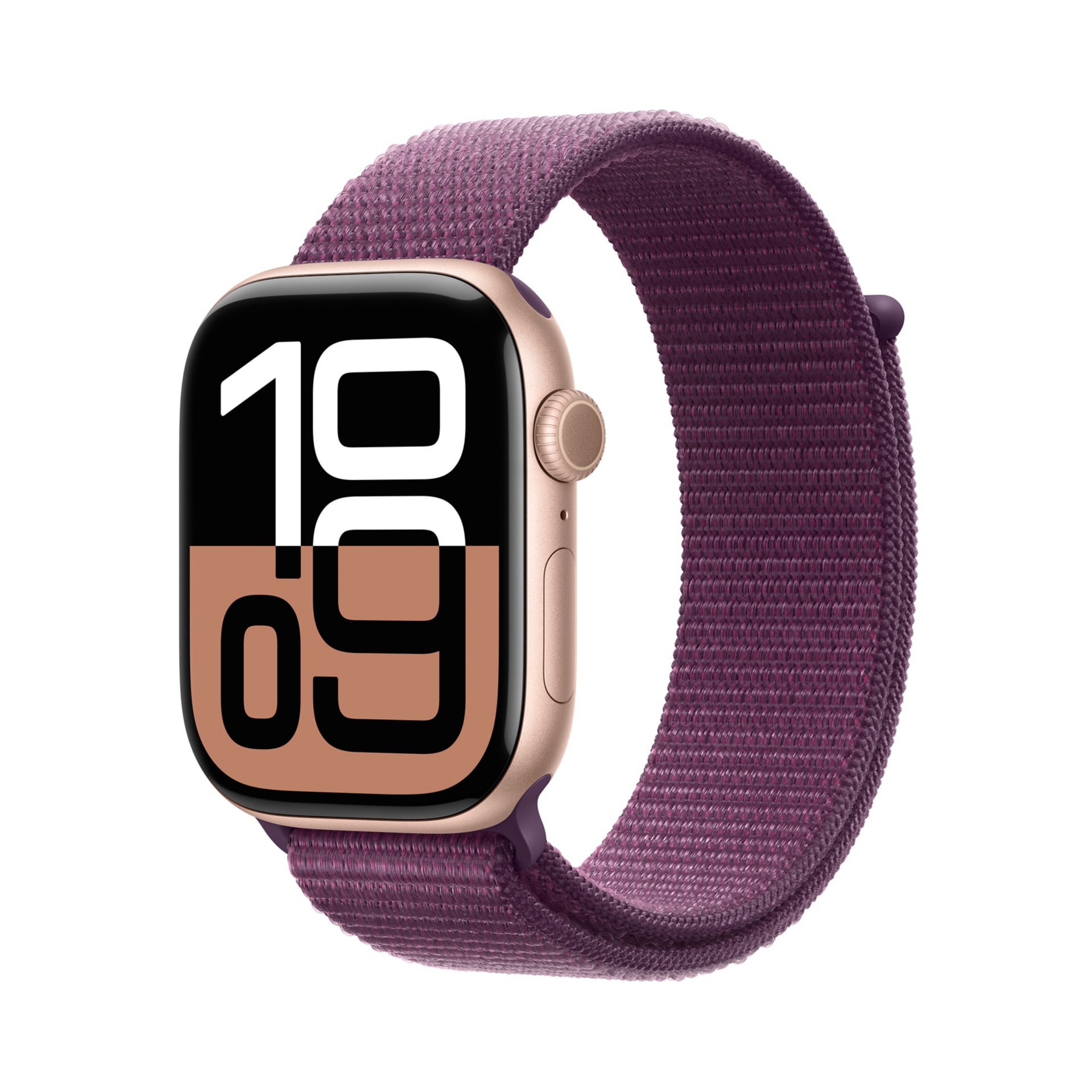 Apple Watch Series 10 GPS + Cellular - 46mm Aluminum Case with Plum Sport Loop - Rose Gold