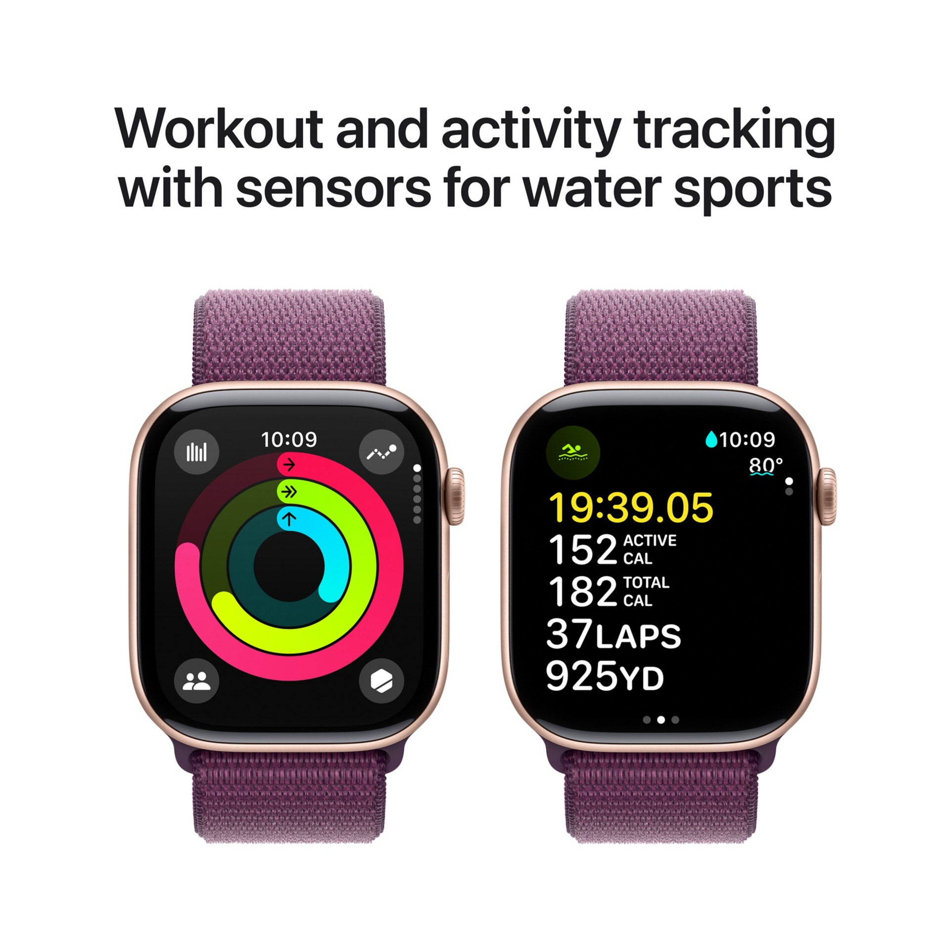 Thumbnail 4 of 9 for Apple Watch Series 10 (GPS+Cellular) - Rose Gold 46mm Aluminum Smartwatch - Plum Sport Loop - 64 GB - 2024