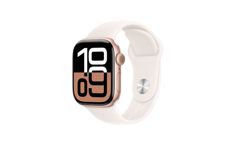 Apple Watch Series 10 GPS Rose Gold Aluminum 42mm Smart Watch Light Blush S M Sport Band 64 GB 2024 MWWH3LW A Smartwatches CDW