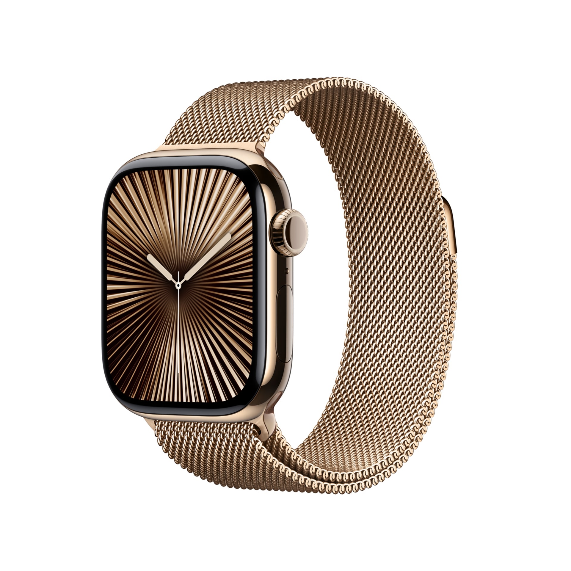 Apple Watch Series 10 GPS + Cellular - 42mm Titanium Case with Gold Milanese Loop - Gold