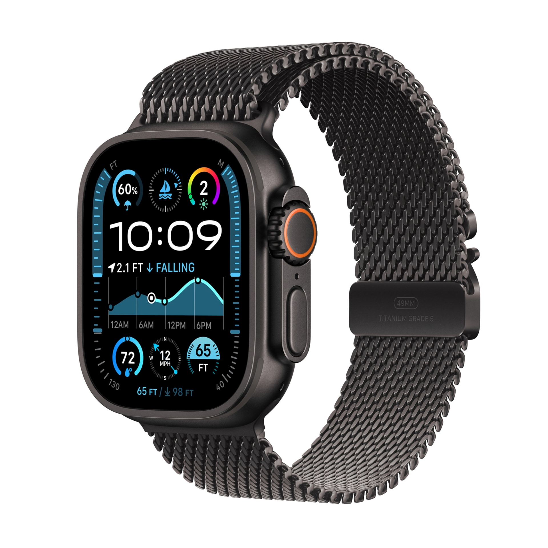 Apple Watch Utra 2 GPS+Cellular - Black 49mm Case - Med Milanese Loop