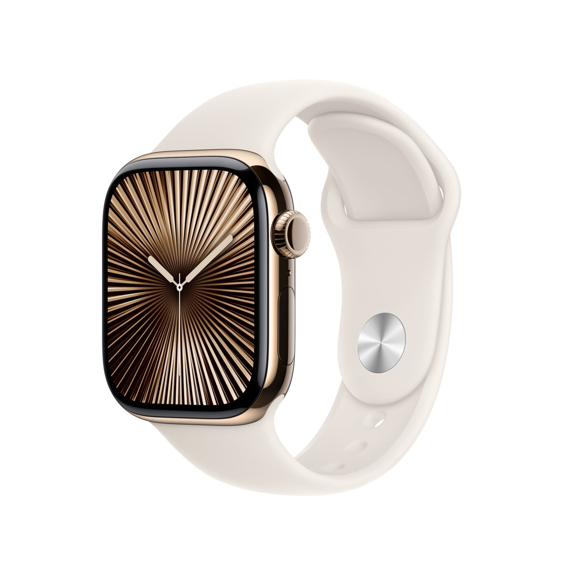 Apple Watch Series 10 (GPS+Cellular) - Gold Titanium 42mm Smart Watch - Starlight M/L Sport Band - 64 GB - 2024