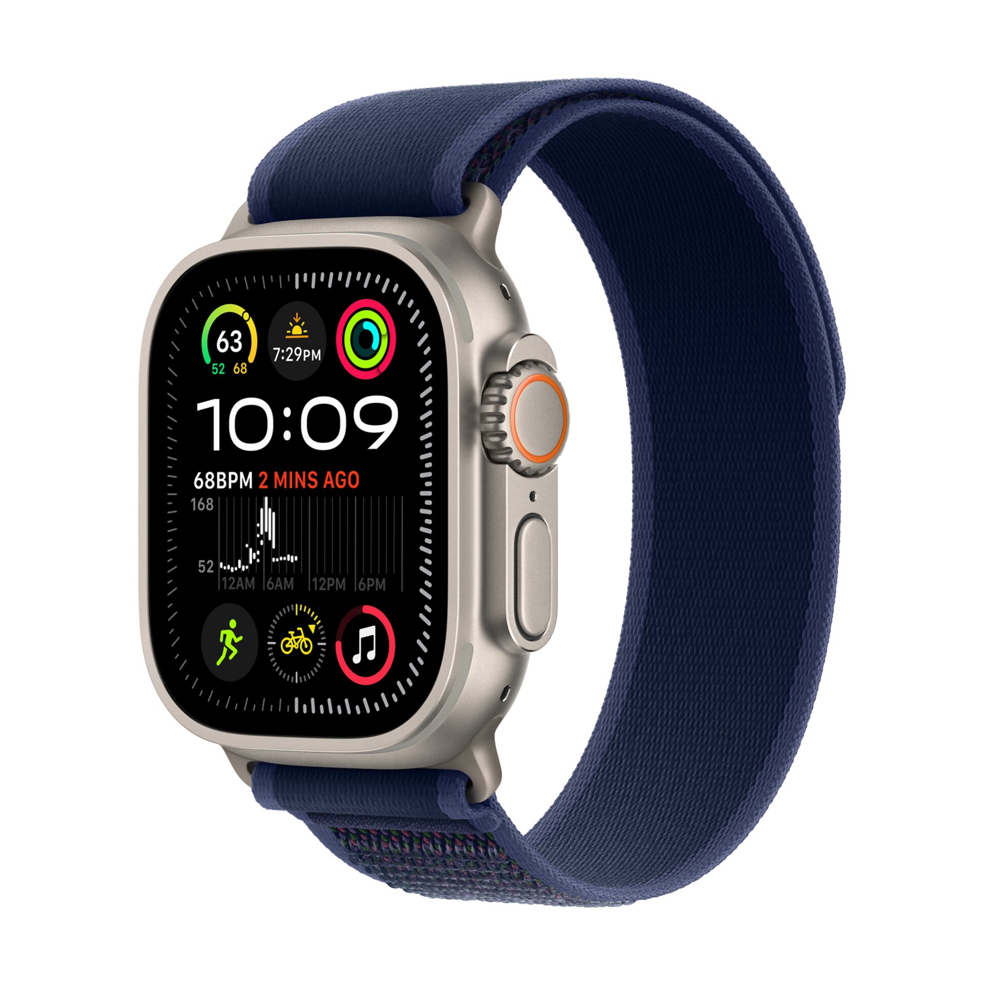 Apple Watch Ultra 2 (GPS+Cellular) - Natural Titanium 49mm Smart Watch - Blue M/L Trail Loop - 64 GB - 2024