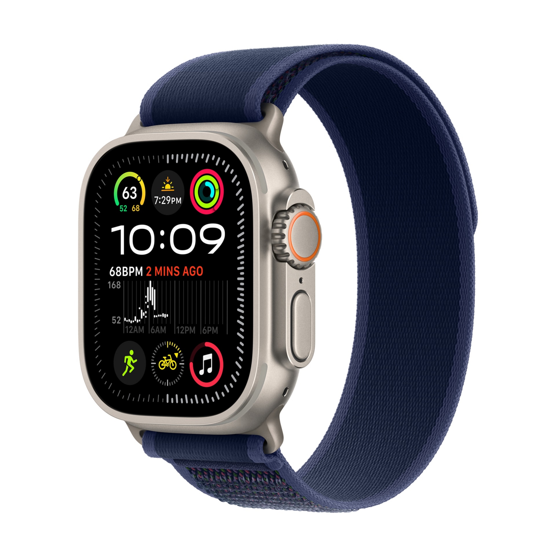 Apple Watch Ultra 2 (GPS+Cellular) - Natural Titanium 49mm Smart Watch - Blue S/M Trail Loop - 64 GB - 2024