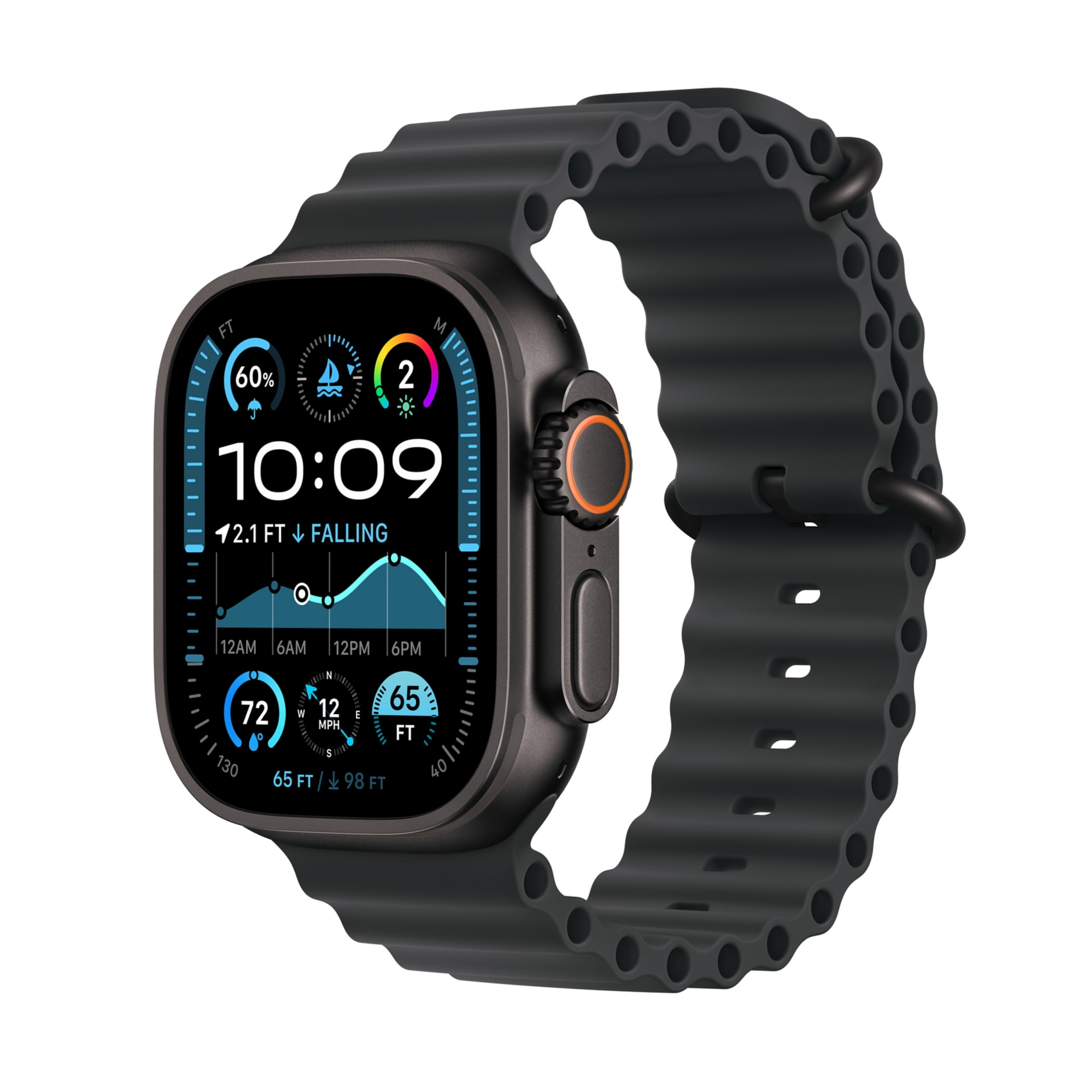 Apple Watch Utra 2 GPS+Cellular - Black 49mm  Case - Black Ocean Band