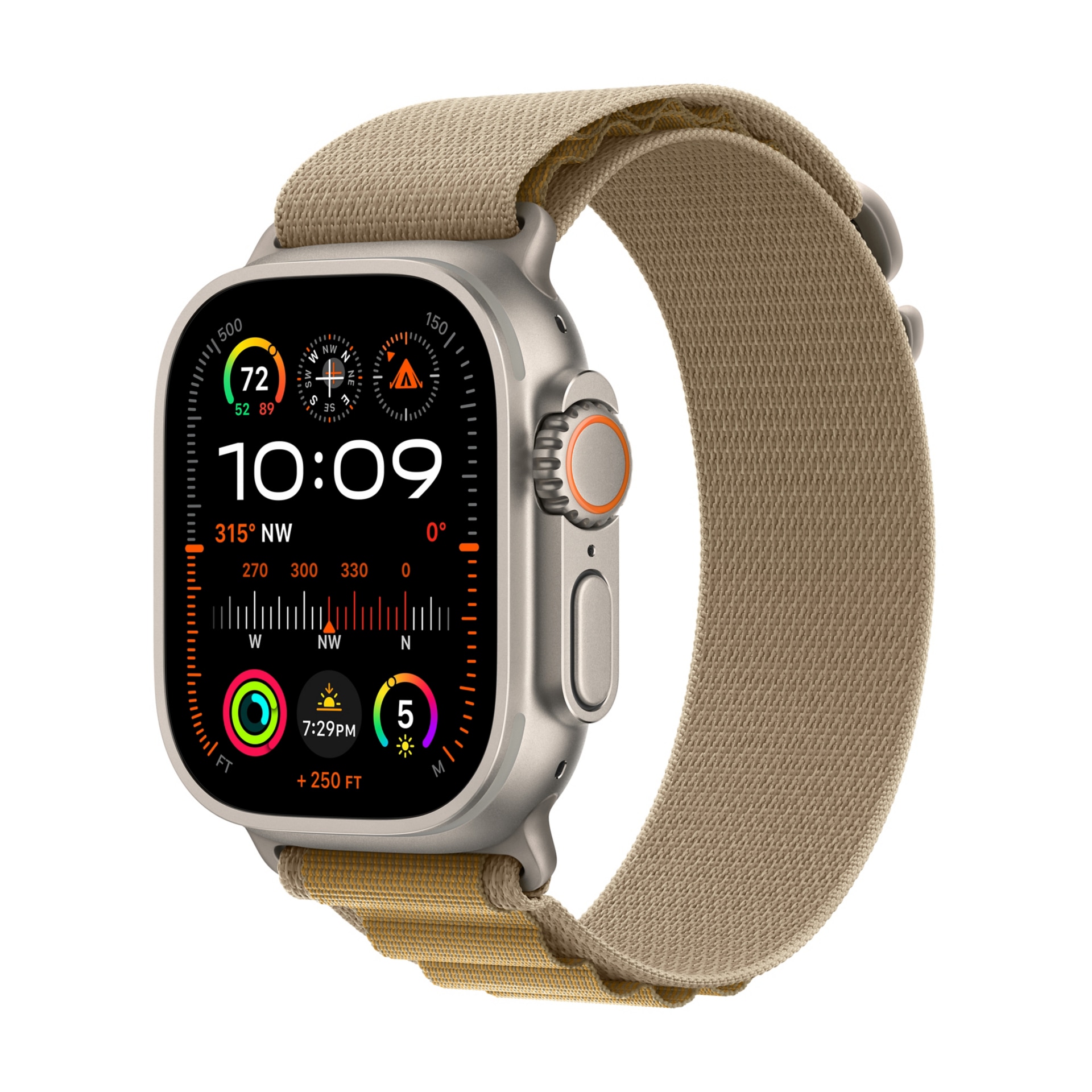 Apple Watch Ultra 2 GPS + Cellular - 49mm Titanium Case with Tan Alpine Loop - Large - Natural