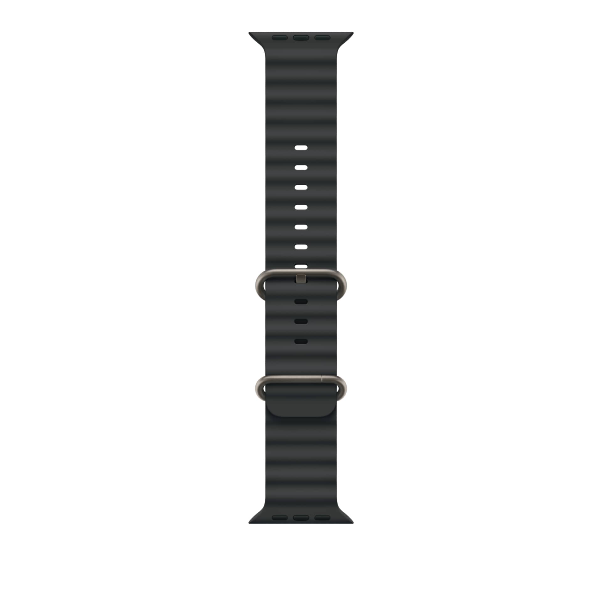 Apple Ocean Band - Black - For 49mm Case With Natural Titanium Finish