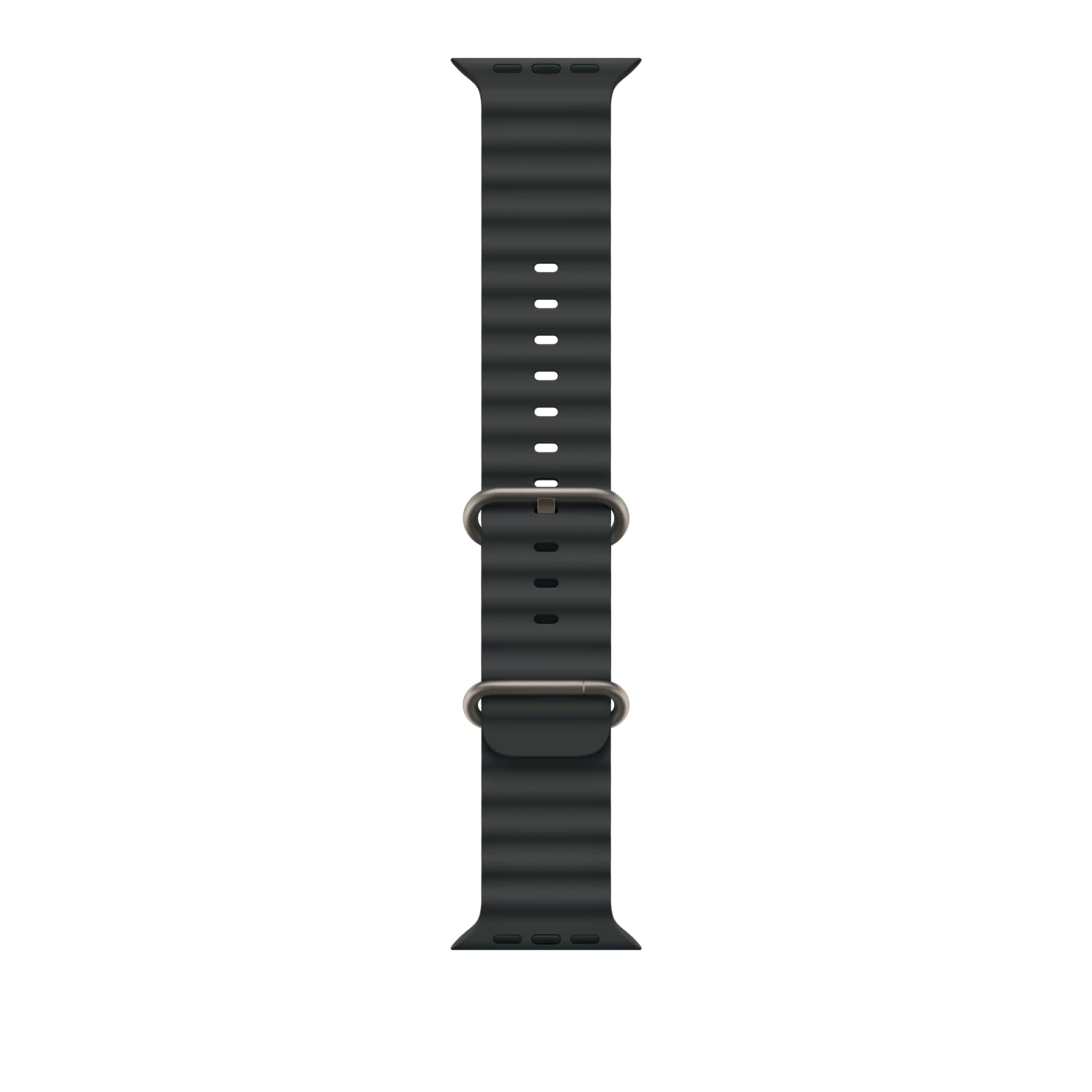 Apple Ocean Band - Black - For 49mm Case With Natural Titanium Finish