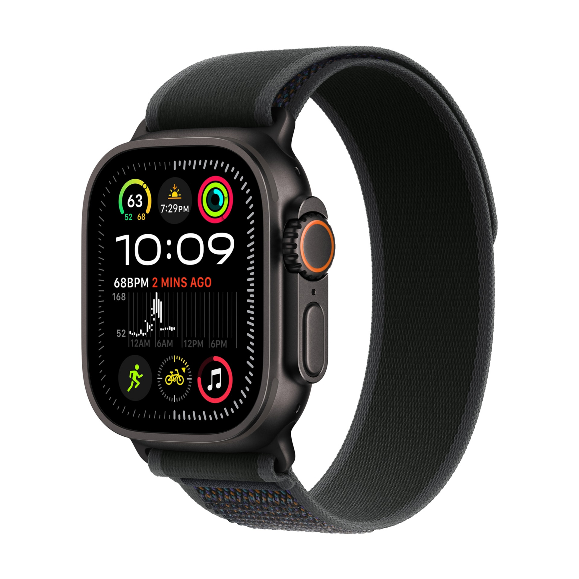 Apple Watch Ultra 2 (GPS+Cellular) - Black Titanium 49mm Smart Watch - Black M/L Trail Loop - 64 GB - 2024