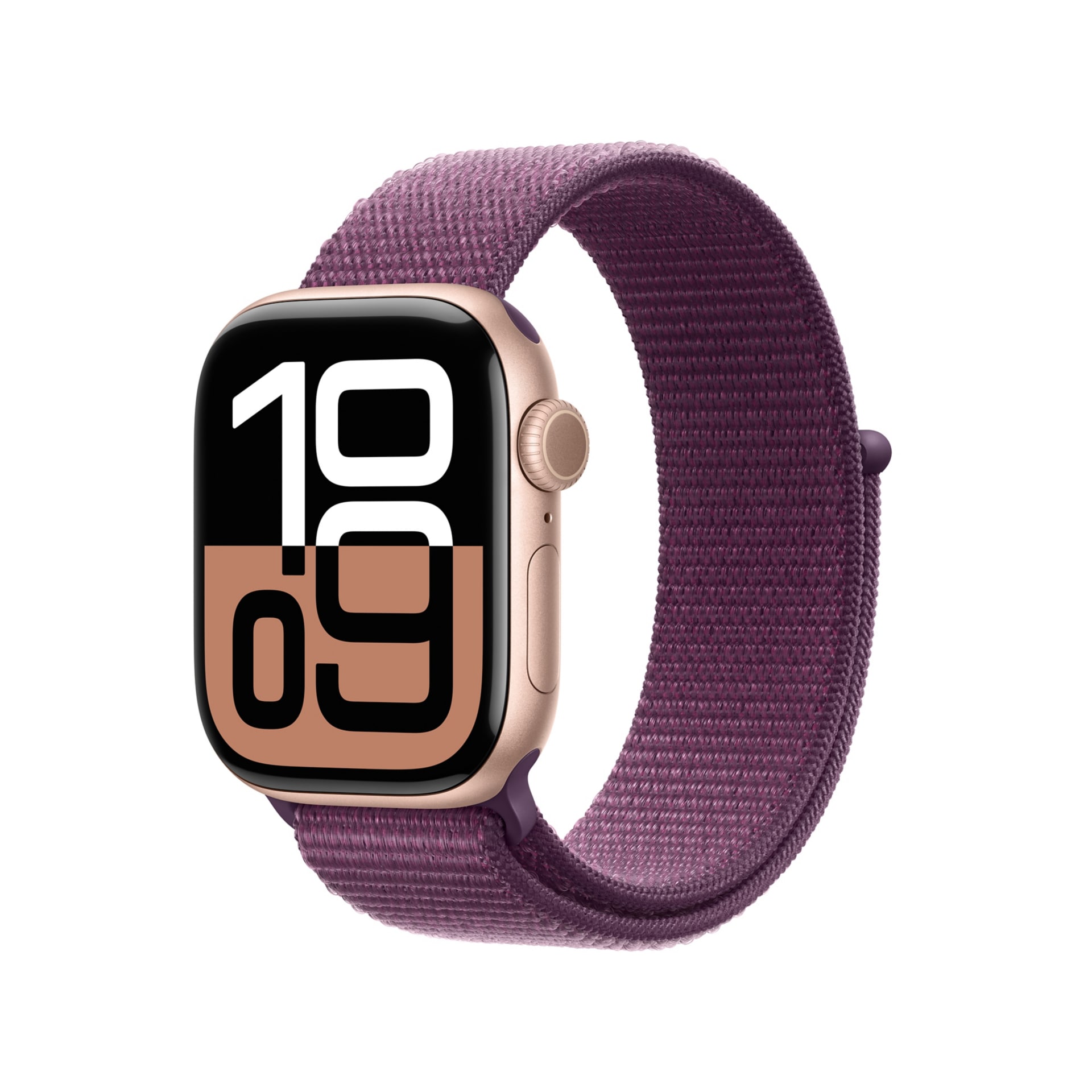 Apple Watch Series 10 GPS+Cellular - Rose Gold 42mm Case - Plum Sport Loop