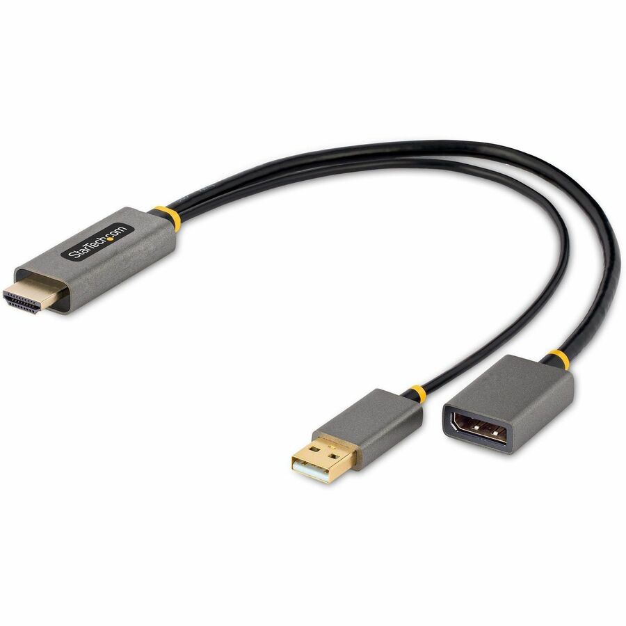 StarTech 1ft (30cm) HDMI to DisplayPort Adapter, 4K 60Hz HDR HDMI Source to DP Monitor, USB Bus Powered, HDMI 2.0