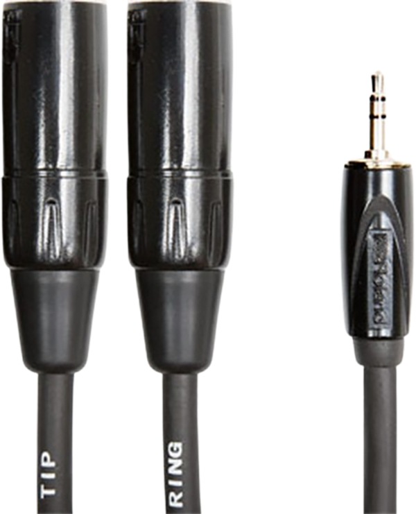 Roland 10' 1/8" TRS to Two XLR Male Balanced Interconnect Cable - Black