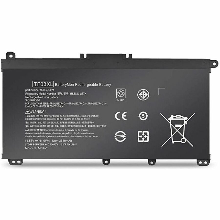 Premium Power Products Laptop Battery replaces HP TF03XL, HSTNN-LB7X, 920046-121, 920046-421, 920070-855, 920070-856, HP