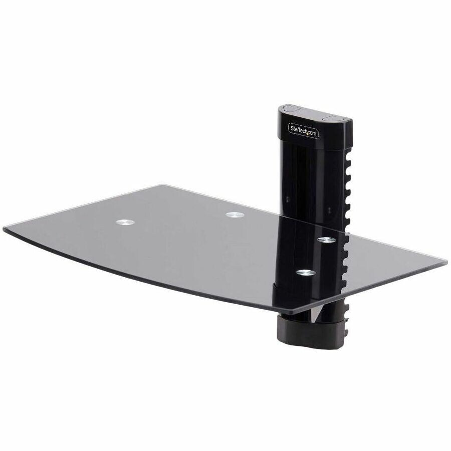 StarTech.com Floating Wall-Mounted AV Shelf, Adjustable Height Shelf For Under TV AV Equipment, Tempered Glass