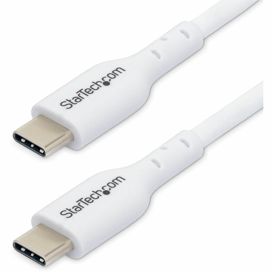 StarTech.com 2m White USB-C Charging Cable, USB C Cable, USB 2.0 Type-C Laptop Charger Cord, 60W Power Delivery, M/M