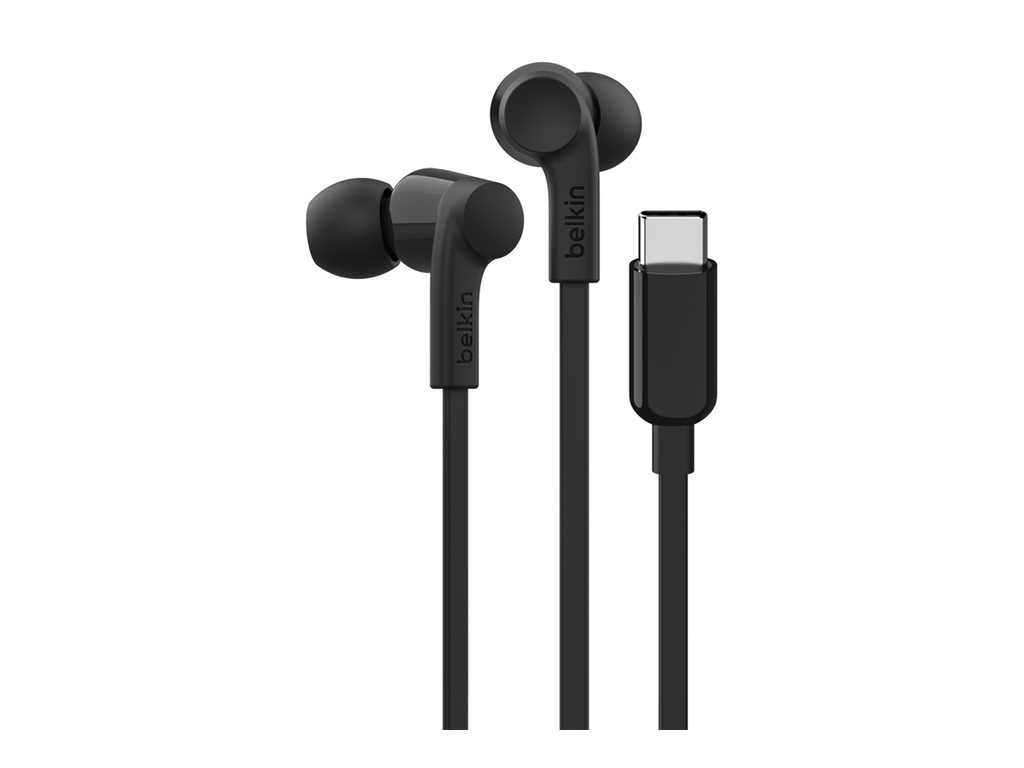 Belkin SoundForm USB-C Wired Earbuds With Adjustable Volume Limiter - Black