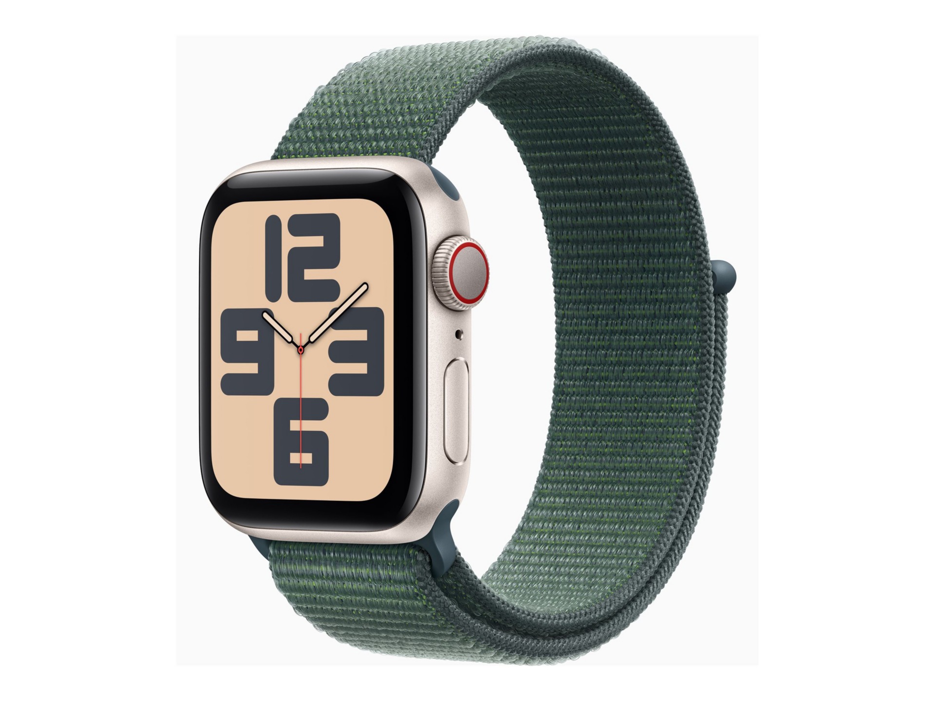 Apple Watch SE (GPS + Cellular) 2nd generation - starlight aluminum - smart watch with sport loop - lake green - 32 GB